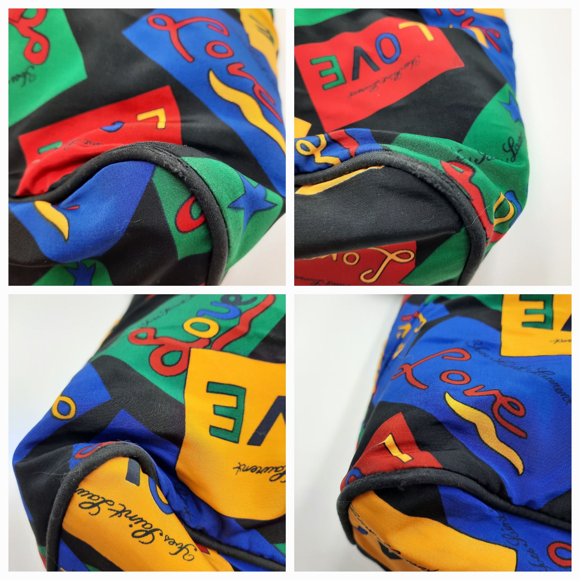 YSL Saint Laurent Vintage Love Tote Shoulder Handbag Nylon Multicolored. SASHAANT