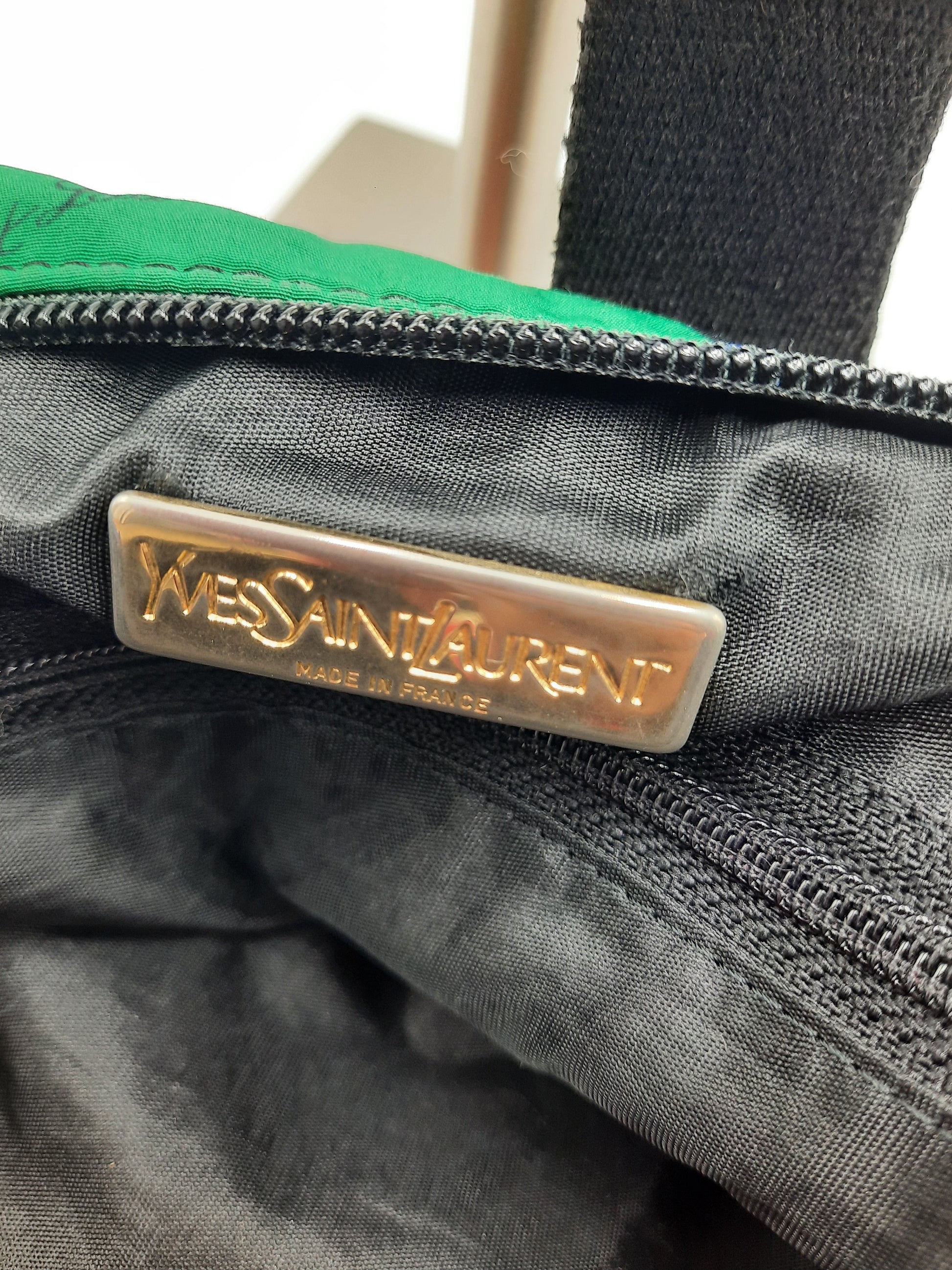 YSL Saint Laurent Vintage Love Tote Shoulder Handbag Nylon Multicolored. SASHAANT