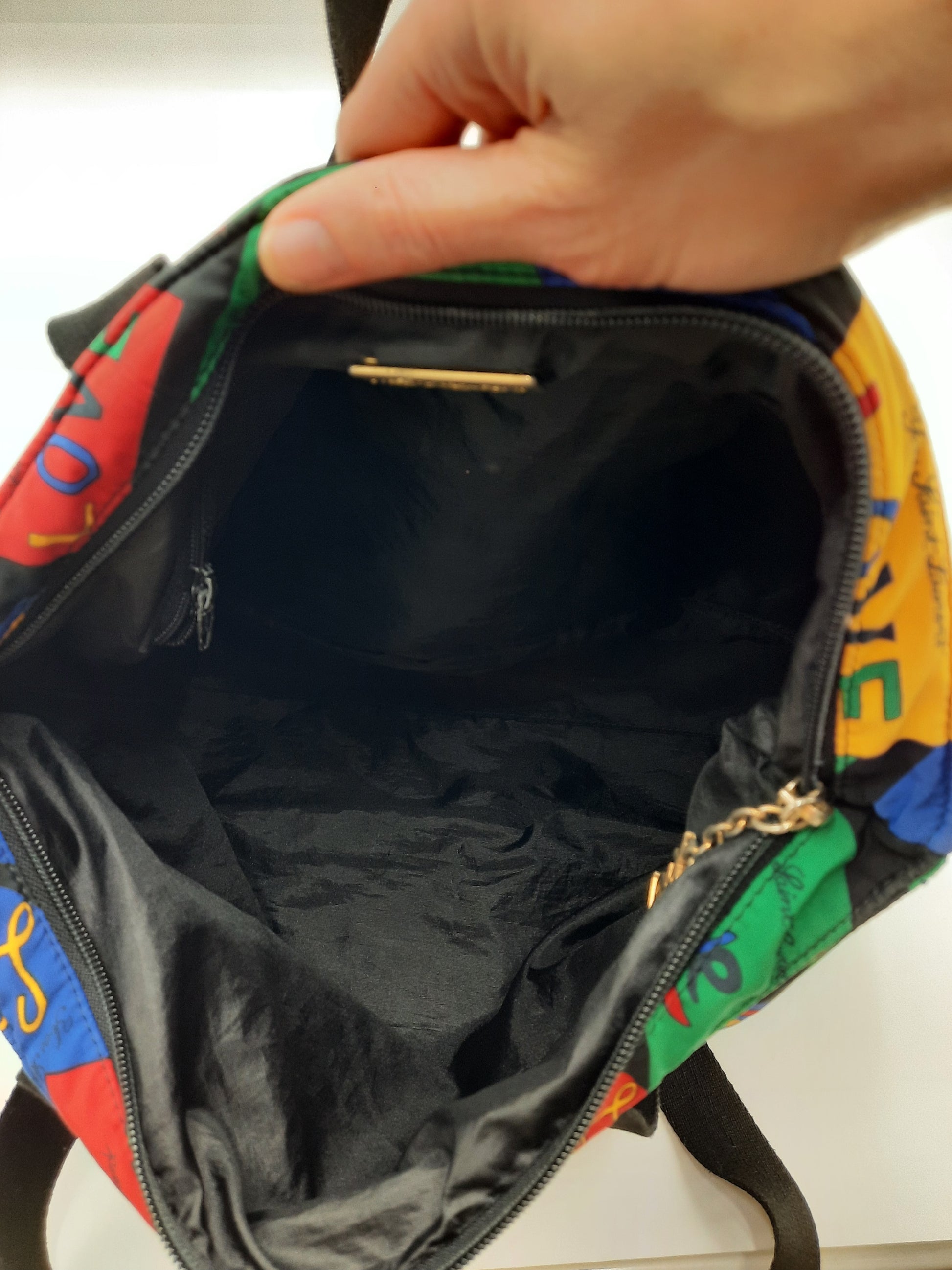 YSL Saint Laurent Vintage Love Tote Shoulder Handbag Nylon Multicolored. SASHAANT