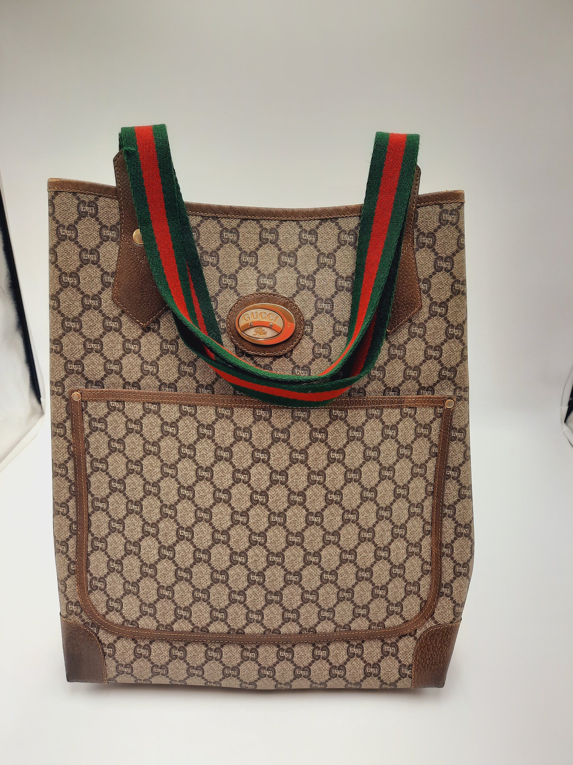 Gucci Cherry Plus Supreme  PVC  Vintage Tote Shoulder Handbag Medium Size. Gucci