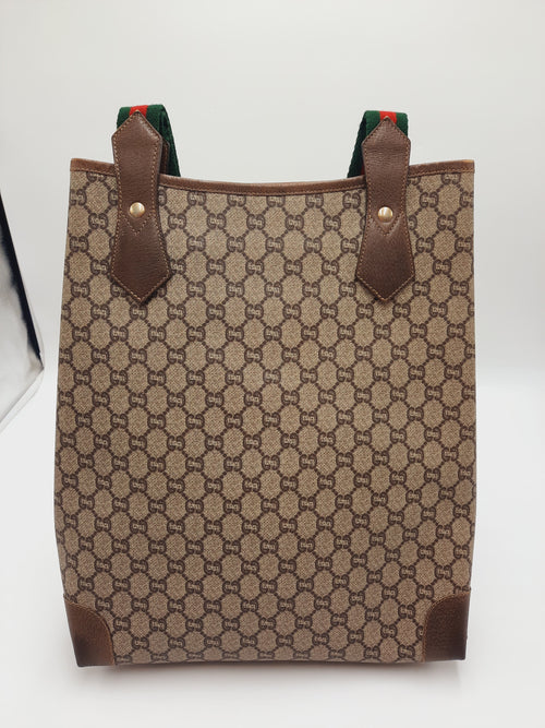 Gucci Cherry Plus Supreme  PVC  Vintage Tote Shoulder Handbag Medium Size. Gucci