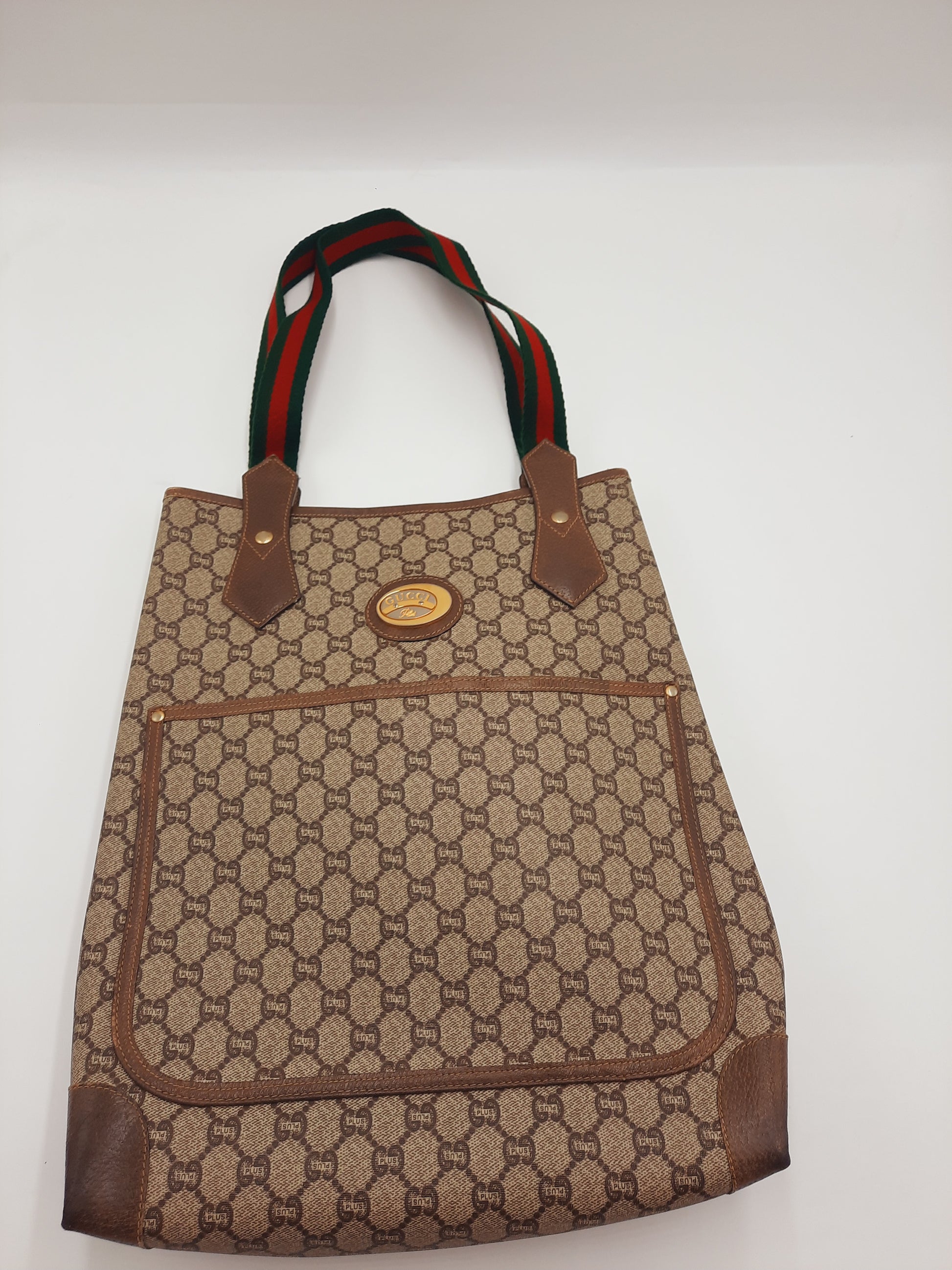 Gucci Cherry Plus Supreme  PVC  Vintage Tote Shoulder Handbag Medium Size. Gucci