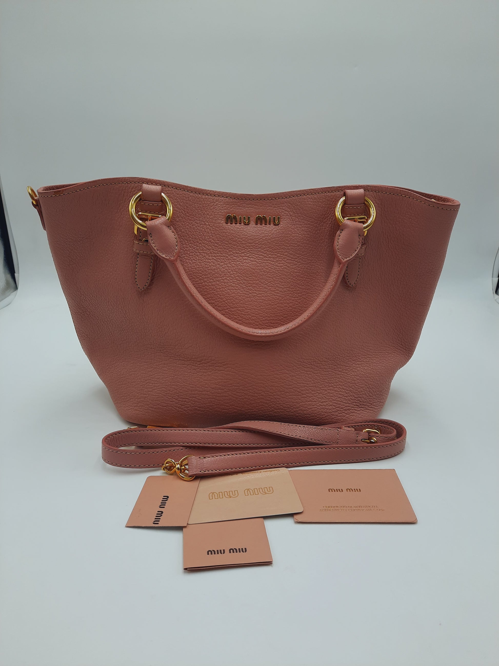 Miu Miu Madras Rosa Shoulder Medium 2 Way  Crossbody Handbag Golden Hardware. Miu Miu