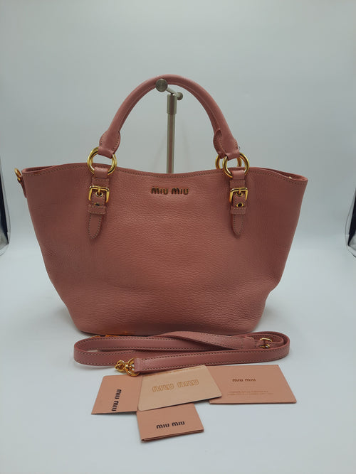 Miu Miu Madras Rosa Shoulder Medium 2 Way  Crossbody Handbag Golden Hardware. Miu Miu