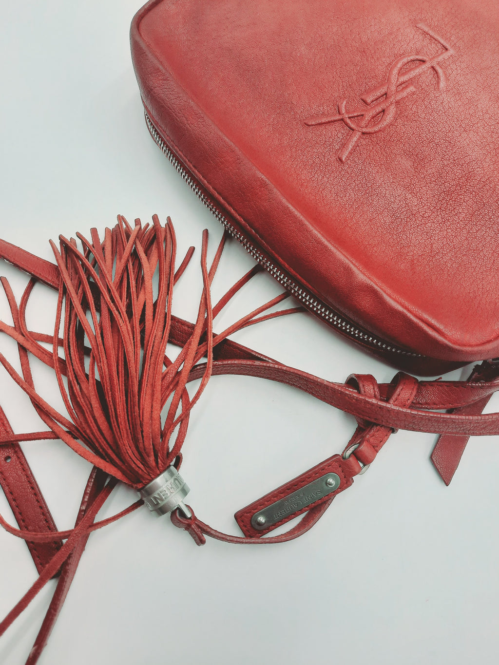 YSL Saint Laurent Lou Camera Paris Dark red Crossbody Handbag. SASHAANT