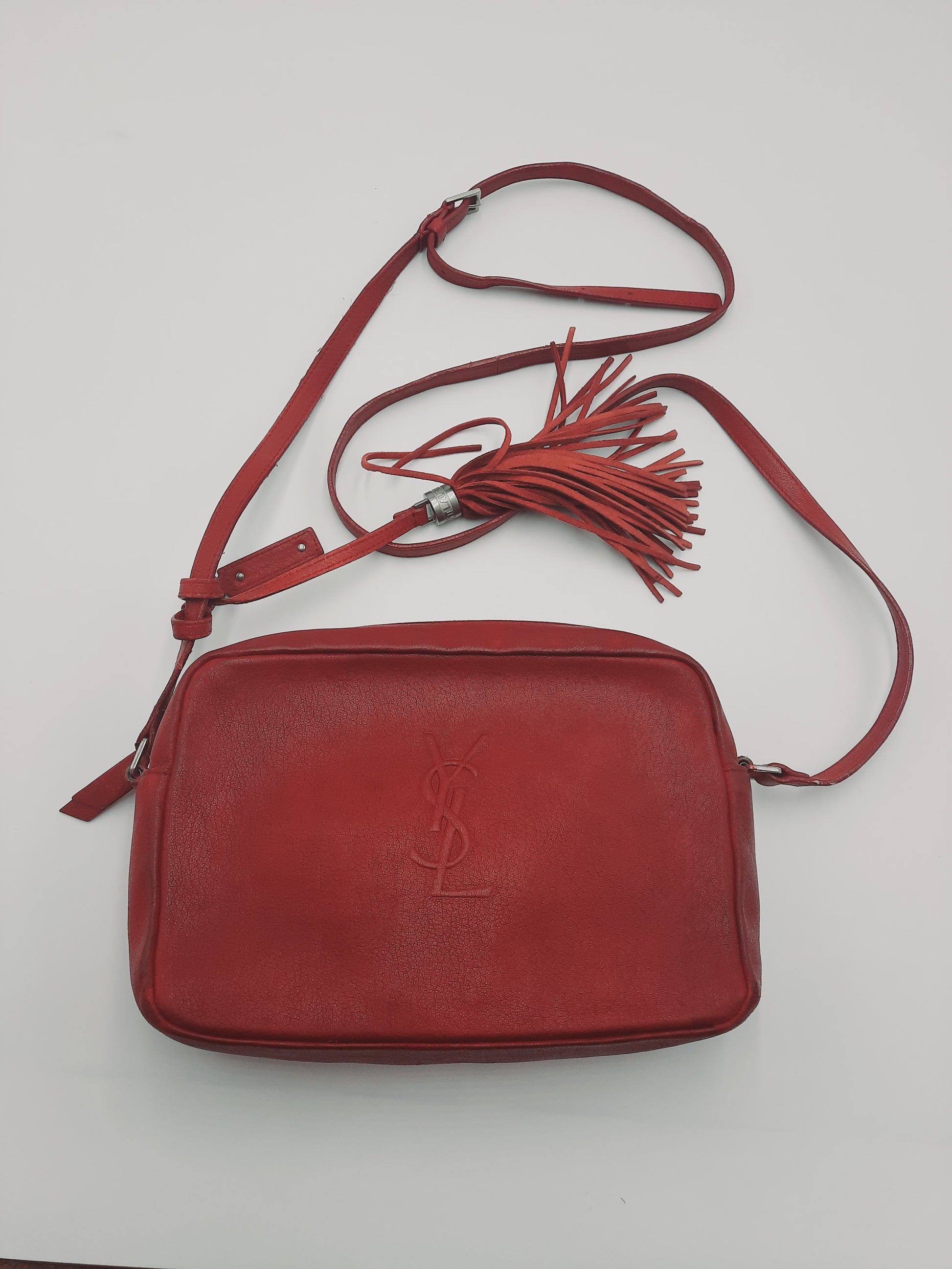YSL Saint Laurent Lou Camera Paris Dark red Crossbody Handbag.