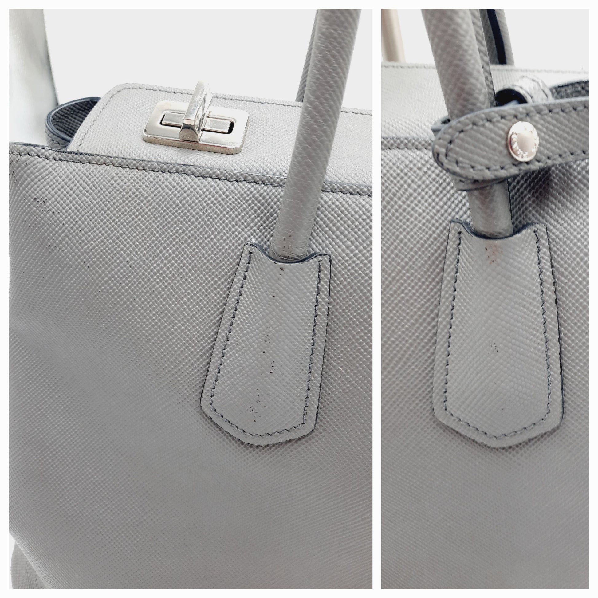 Prada Saffiano Cuir Marmo Grey Tote Shoulder Handbag Large Size RRP 4600$. SASHAANT