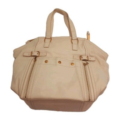 Saint Laurent YSL Downtown Tote Leather Shoulder Handbag Large Size Cream Colour
