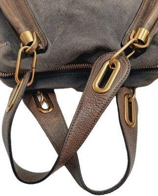 Chloe Paraty Brown Colour Crossbody Shoulder Handbag Suede Leather Large Size.