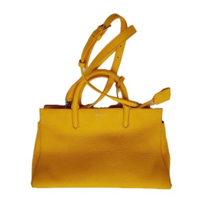 YSL Saint Laurent Cabas De Gauche Medium Yellow 2 Way Shoulder Lesther Handbag.