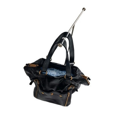 YSL Saint Laurent Downtown Large Size Tote Handbag Patent Leather Black .