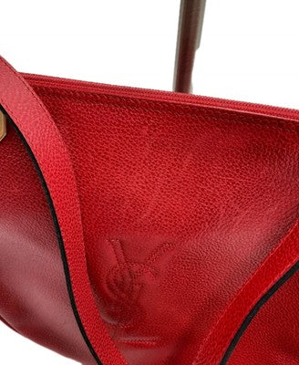 YSL Saint Laurent Rare Find Crossbody Handbag Red Colour Small Pebbled Leather .