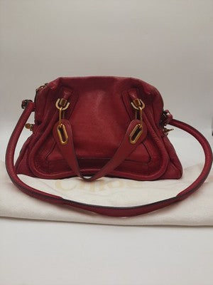 Chloe Paraty Bright Pink  Crossbody Shoulder Handbag Leather Large Size.