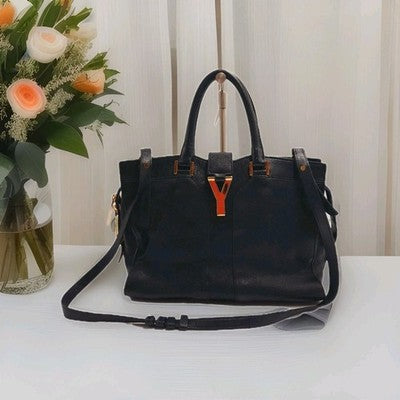 YSL Saint Laurent Baby Cabas Y Line Black 2 Way Shoulder Handbag Black Colour. 