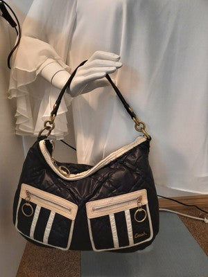  Coach 2 Set BULK Shoulder Handbags Leather, Nylon Quilted Black Great Deal .