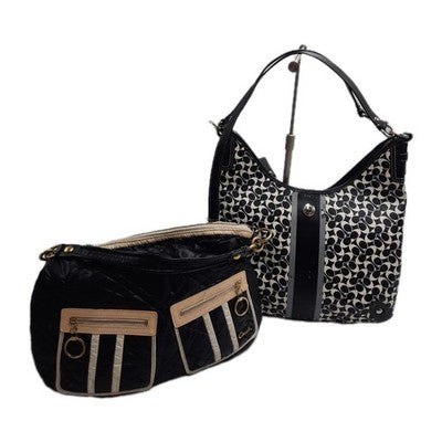 Coach 2 Set BULK Shoulder Handbags Leather, Nylon Quilted Black Great Deal .