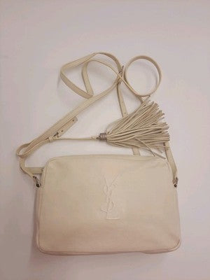 YSL Saint Laurent Lou Camera Shoulder Crossbody Handbag Small Size White Colour.