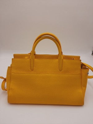 YSL Saint Laurent Cabas De Gauche Medium Yellow 2 Way Shoulder Lesther Handbag.