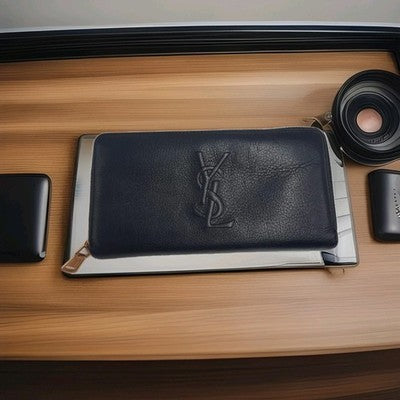 YSL Yves Saint Laurent Leather Zippy Zip Around Long Wallet Black Colour. 