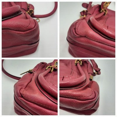 Chloe Paraty Bright Pink  Crossbody Shoulder Handbag Leather Large Size.