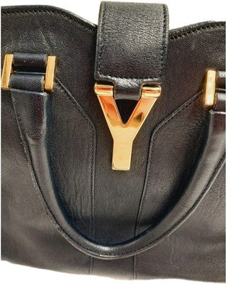 YSL Saint Laurent Baby Cabas Y Line Black 2 Way Shoulder Handbag Black Colour. 