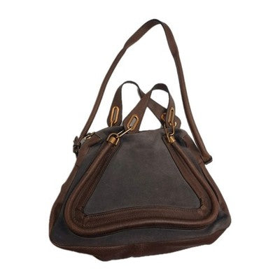 Chloe Paraty Brown Colour Crossbody Shoulder Handbag Suede Leather Large Size.