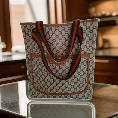 Gucci Cherry Supreme Plus Tote Shoulder Handbag PVC Medium Size. 