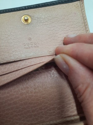 Gucci GG Marmont Ribbon Small Wallet Leather Closure Button Black Colour. 