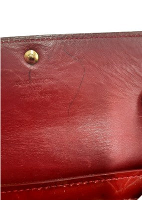 Louise Vuitton Vernis Monogram Long Wallet Red Colour Closure Button. 