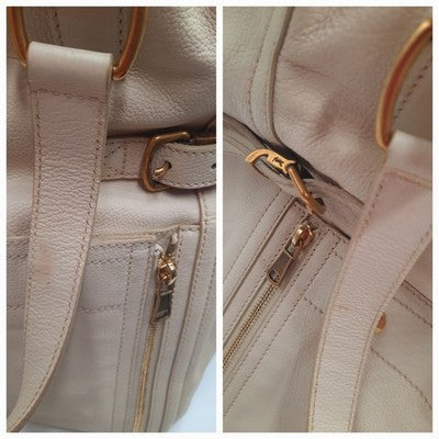 Saint Laurent YSL Downtown Tote Leather Shoulder Handbag Large Size Cream Colour