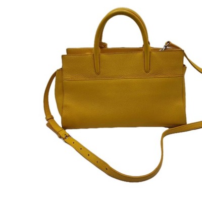 YSL Saint Laurent Cabas De Gauche Medium Yellow 2 Way Shoulder Lesther Handbag.