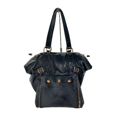 YSL Saint Laurent Downtown Large Size Tote Handbag Patent Leather Black .