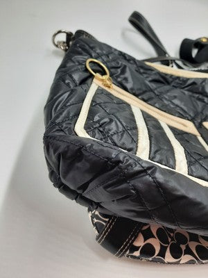  Coach 2 Set BULK Shoulder Handbags Leather, Nylon Quilted Black Great Deal .
