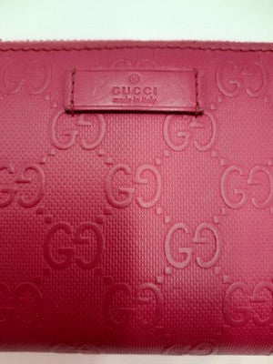 Gucci GG Diamante Long Wallet Zipper Around Pink Leather PVC.