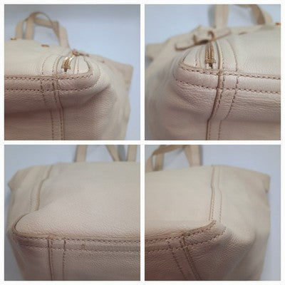 Saint Laurent YSL Downtown Tote Leather Shoulder Handbag Large Size Cream Colour