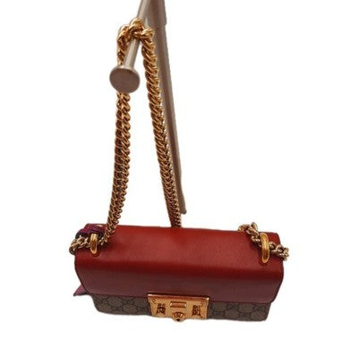 Gucci Supreme Padlock 2way Chain Strap Handbag Shoulder Bag PVC Leather Pink Red
