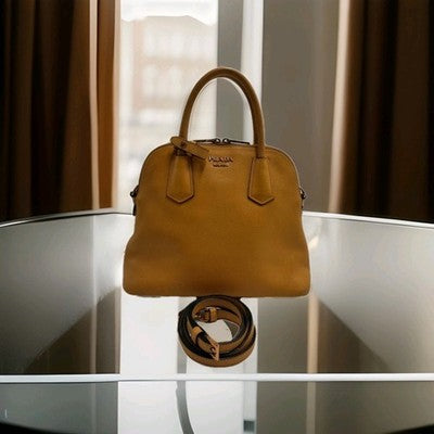 Prada Saffiano Leather Shoulder 2 Way Handbag Small Size Yellow Colour 💛
