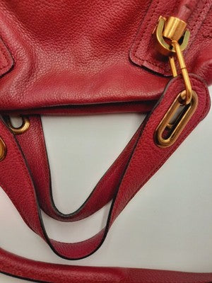 Chloe Paraty Bright Pink  Crossbody Shoulder Handbag Leather Large Size.