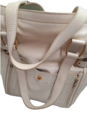 Saint Laurent YSL Downtown Tote Leather Shoulder Handbag Large Size Cream Colour