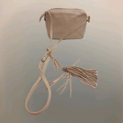 YSL Saint Laurent Lou Camera Shoulder Crossbody Handbag Small Size White Colour.