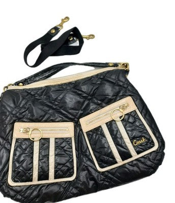  Coach 2 Set BULK Shoulder Handbags Leather, Nylon Quilted Black Great Deal .