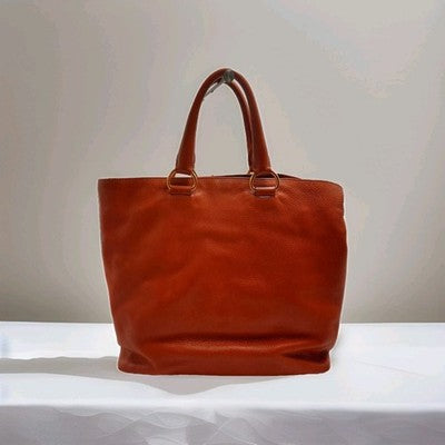 Prada Vitello Daino Shopping 2 Way Leather Handbag Large Size Rame Colour .