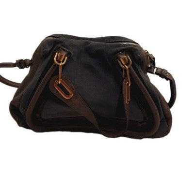 Chloe Paraty Brown Colour Crossbody Shoulder Handbag Suede Leather Large Size.