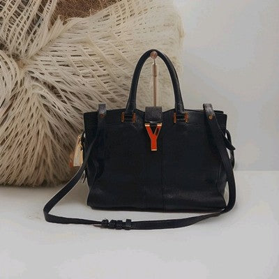 YSL Saint Laurent Baby Cabas Y Line Black 2 Way Shoulder Handbag Black Colour. 