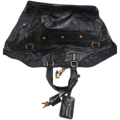 YSL Saint Laurent Downtown Extra Large Size Tote Handbag Patent Leather Black .