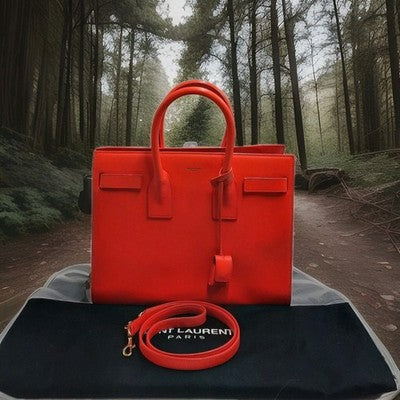 YSL Saint Laurent Sac De Jour 2 Way Orange Med Size Shoulder Handbag RRP 3500$. 