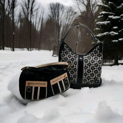  Coach 2 Set BULK Shoulder Handbags Leather, Nylon Quilted Black Great Deal .