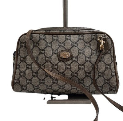 Gucci Supreme Plus Vintage Small PVC Leather Crossbody Shoulder Handbag Brown. 