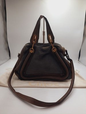 Chloe Paraty Brown Colour Crossbody Shoulder Handbag Suede Leather Large Size.