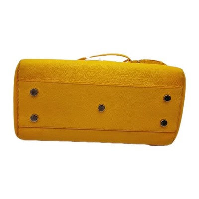 YSL Saint Laurent Cabas De Gauche Medium Yellow 2 Way Shoulder Lesther Handbag.